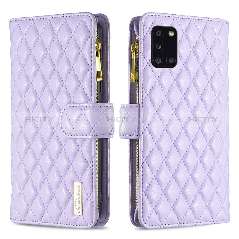 Custodia Portafoglio In Pelle Cover con Supporto B12F per Samsung Galaxy A31 Viola