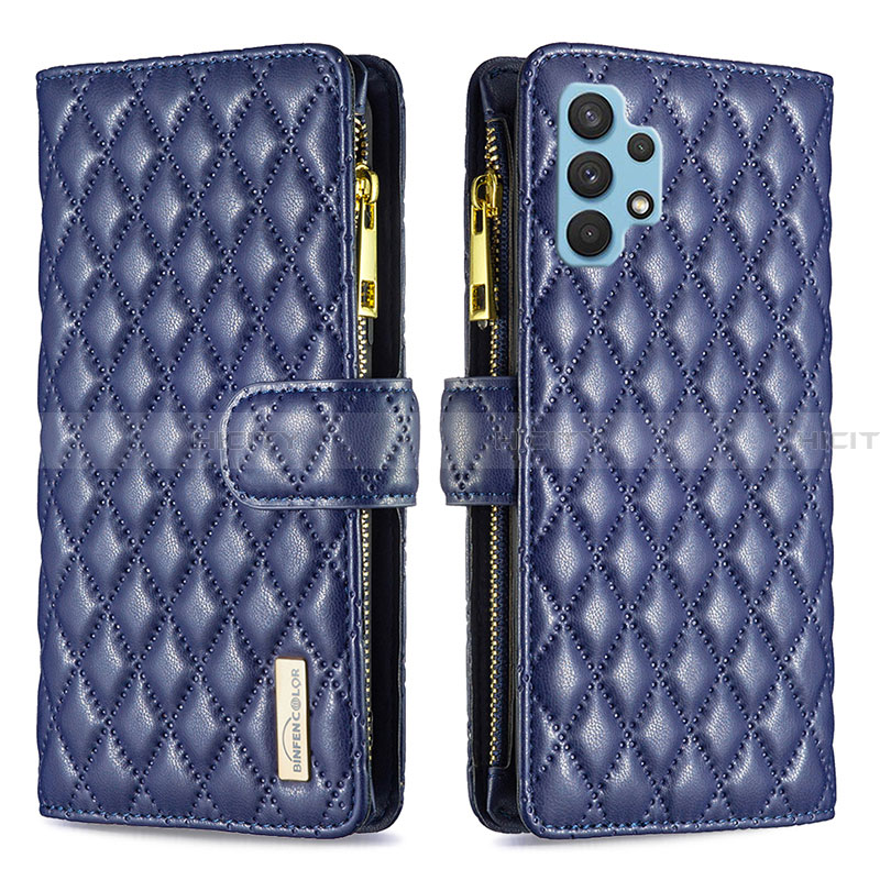 Custodia Portafoglio In Pelle Cover con Supporto B12F per Samsung Galaxy A32 4G Blu