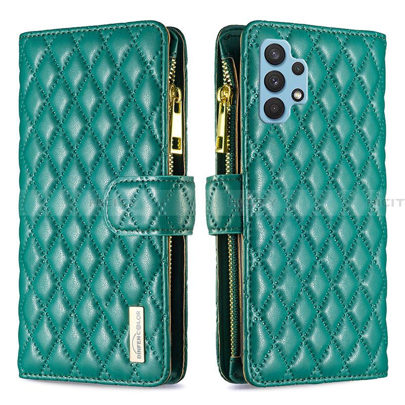 Custodia Portafoglio In Pelle Cover con Supporto B12F per Samsung Galaxy A32 5G Verde