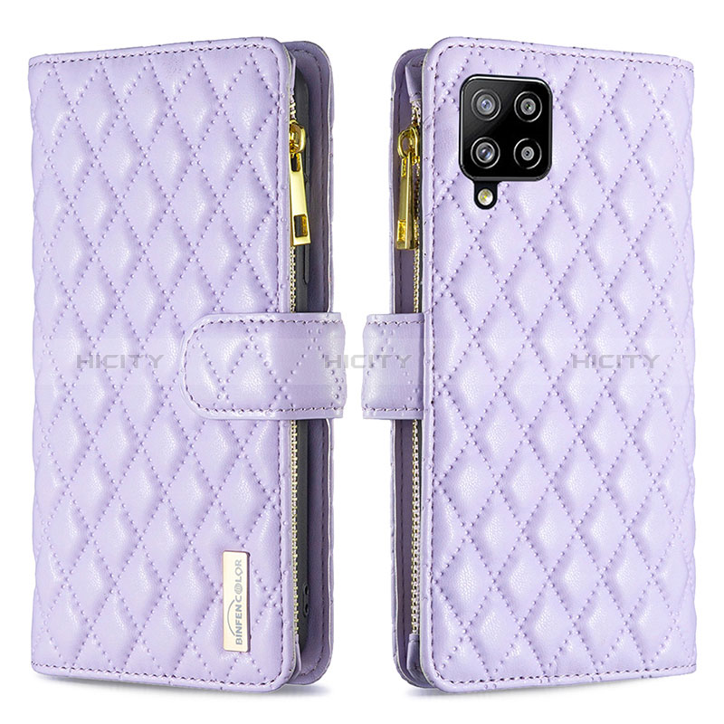 Custodia Portafoglio In Pelle Cover con Supporto B12F per Samsung Galaxy A42 5G Viola