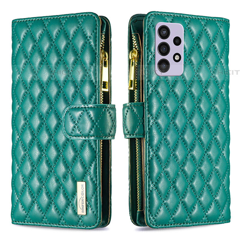 Custodia Portafoglio In Pelle Cover con Supporto B12F per Samsung Galaxy A72 4G Verde