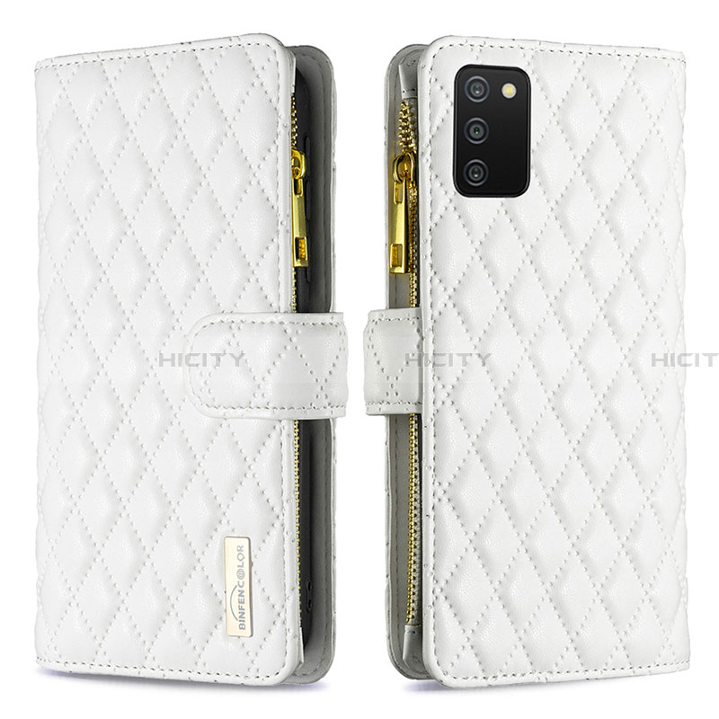 Custodia Portafoglio In Pelle Cover con Supporto B12F per Samsung Galaxy F02S SM-E025F Bianco