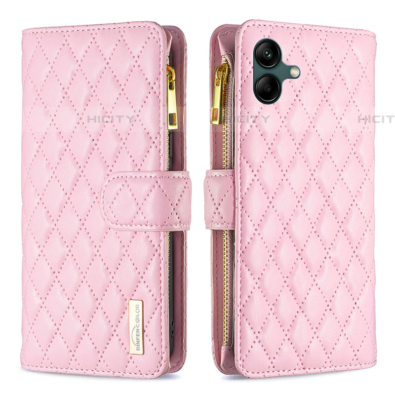 Custodia Portafoglio In Pelle Cover con Supporto B12F per Samsung Galaxy F04 Oro Rosa