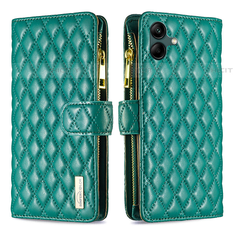 Custodia Portafoglio In Pelle Cover con Supporto B12F per Samsung Galaxy F14 5G Verde