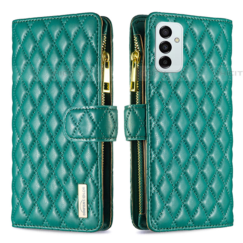 Custodia Portafoglio In Pelle Cover con Supporto B12F per Samsung Galaxy F23 5G Verde