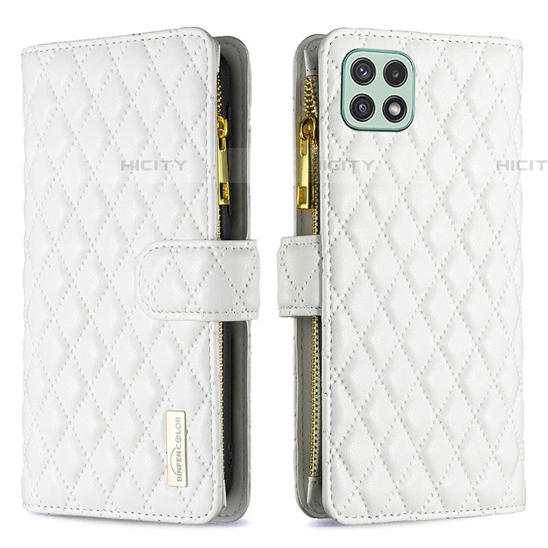 Custodia Portafoglio In Pelle Cover con Supporto B12F per Samsung Galaxy F42 5G Bianco