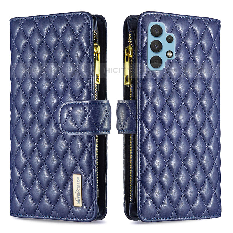 Custodia Portafoglio In Pelle Cover con Supporto B12F per Samsung Galaxy M32 5G Blu