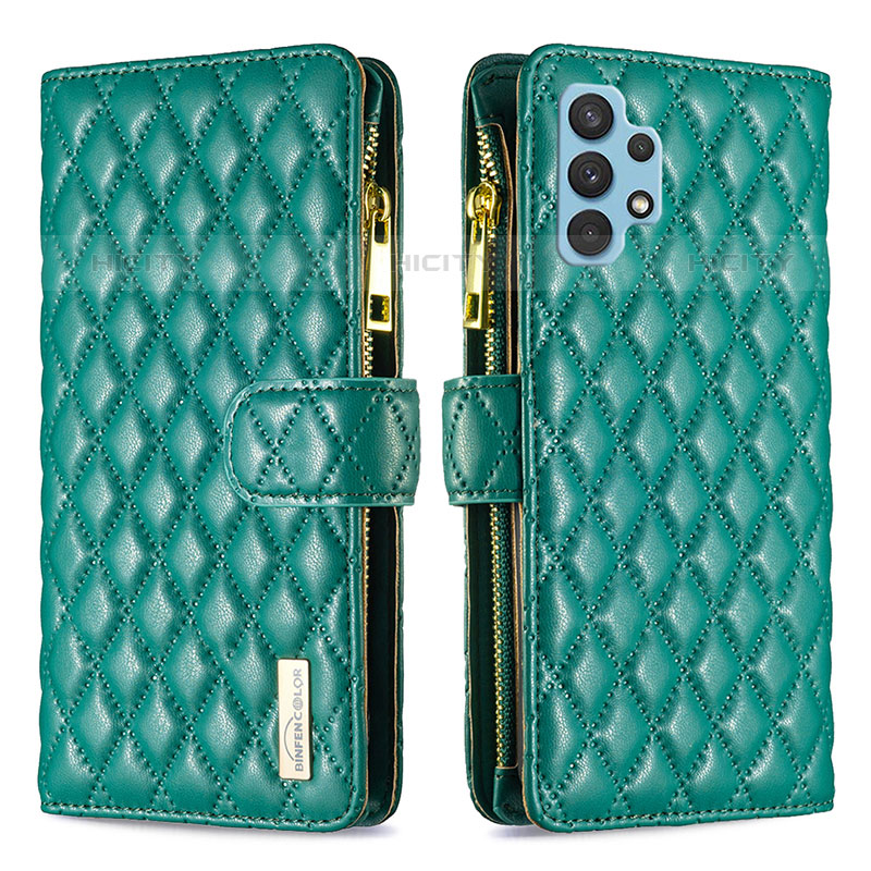 Custodia Portafoglio In Pelle Cover con Supporto B12F per Samsung Galaxy M32 5G Verde