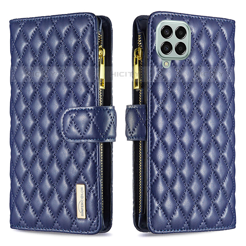 Custodia Portafoglio In Pelle Cover con Supporto B12F per Samsung Galaxy M33 5G Blu