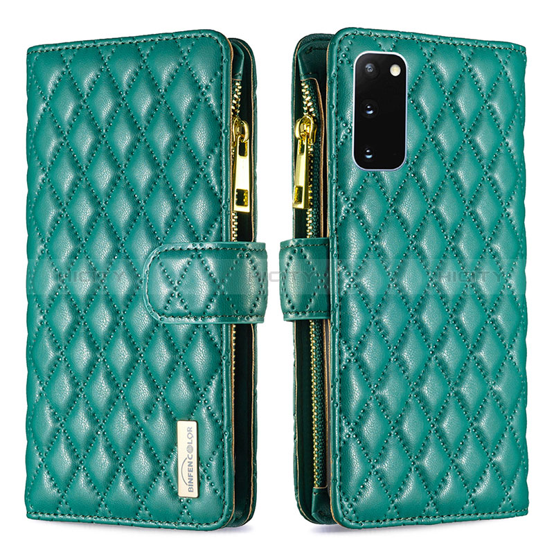 Custodia Portafoglio In Pelle Cover con Supporto B12F per Samsung Galaxy S20 5G Verde