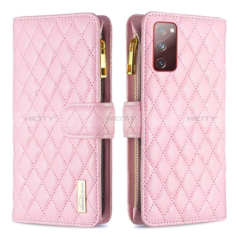 Custodia Portafoglio In Pelle Cover con Supporto B12F per Samsung Galaxy S20 FE 5G Oro Rosa