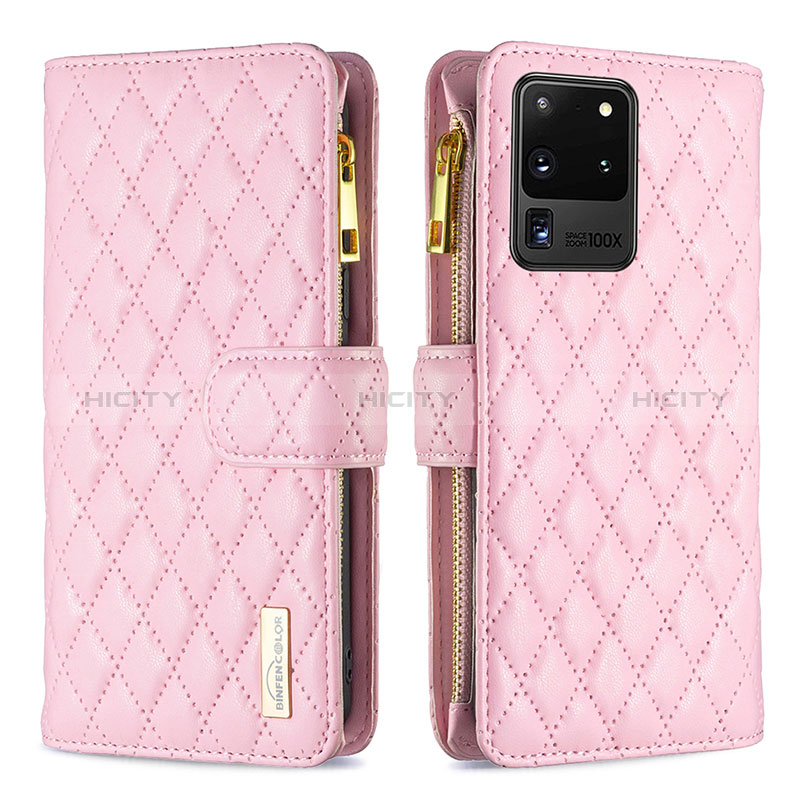 Custodia Portafoglio In Pelle Cover con Supporto B12F per Samsung Galaxy S20 Ultra 5G Oro Rosa