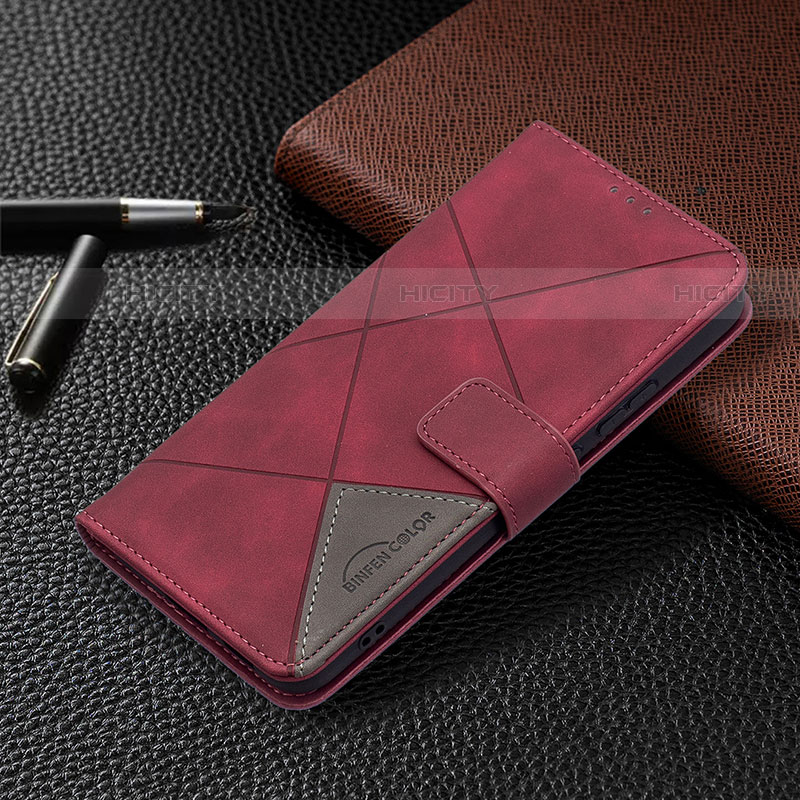 Custodia Portafoglio In Pelle Cover con Supporto B12F per Samsung Galaxy S21 5G Rosso