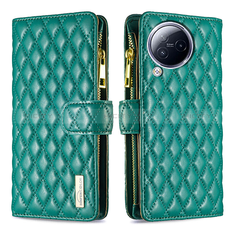 Custodia Portafoglio In Pelle Cover con Supporto B12F per Xiaomi Civi 3 5G Verde