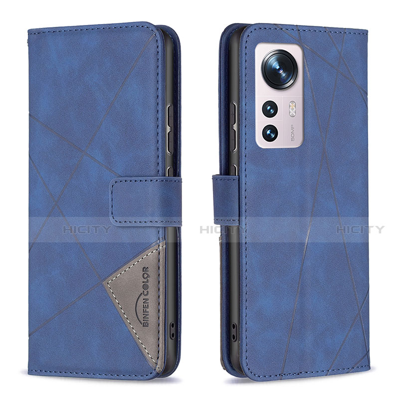 Custodia Portafoglio In Pelle Cover con Supporto B12F per Xiaomi Mi 12 5G Blu