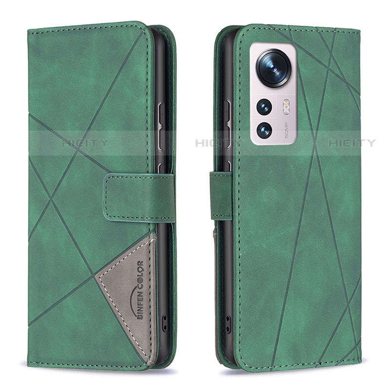 Custodia Portafoglio In Pelle Cover con Supporto B12F per Xiaomi Mi 12S Pro 5G Verde