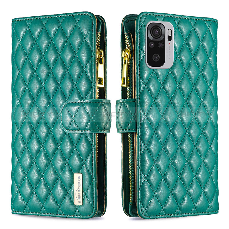 Custodia Portafoglio In Pelle Cover con Supporto B12F per Xiaomi Poco M5S Verde