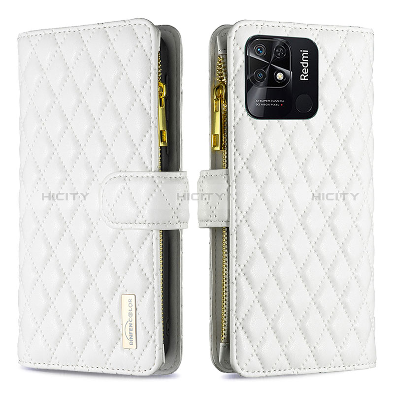 Custodia Portafoglio In Pelle Cover con Supporto B12F per Xiaomi Redmi 10 India Bianco