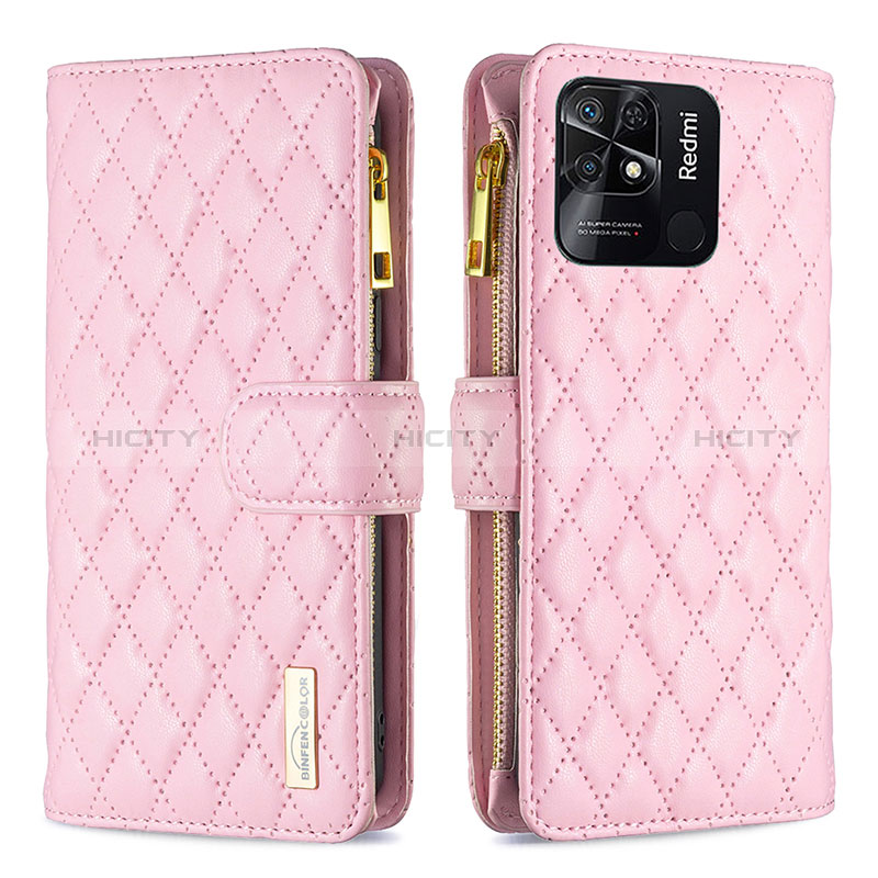 Custodia Portafoglio In Pelle Cover con Supporto B12F per Xiaomi Redmi 10 Power Oro Rosa