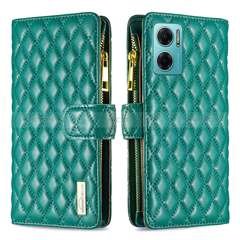 Custodia Portafoglio In Pelle Cover con Supporto B12F per Xiaomi Redmi 10 Prime Plus 5G Verde