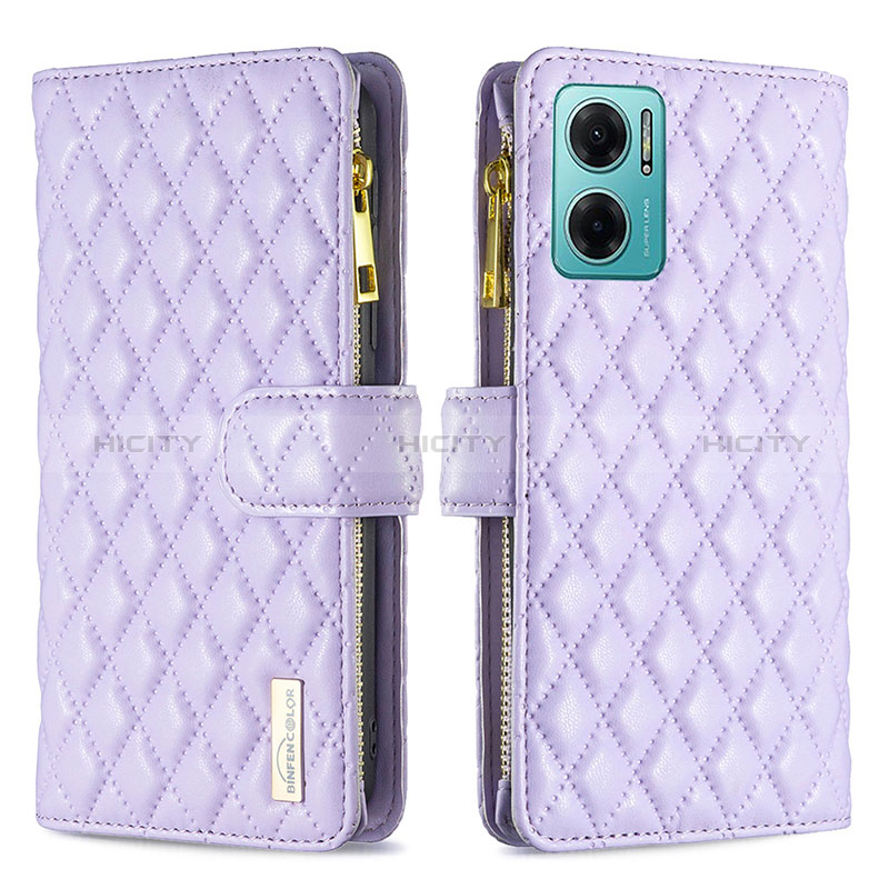 Custodia Portafoglio In Pelle Cover con Supporto B12F per Xiaomi Redmi 10 Prime Plus 5G Viola