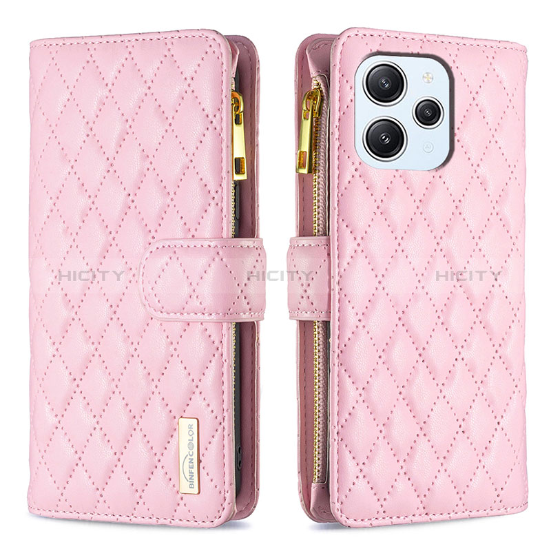 Custodia Portafoglio In Pelle Cover con Supporto B12F per Xiaomi Redmi 12 4G Oro Rosa