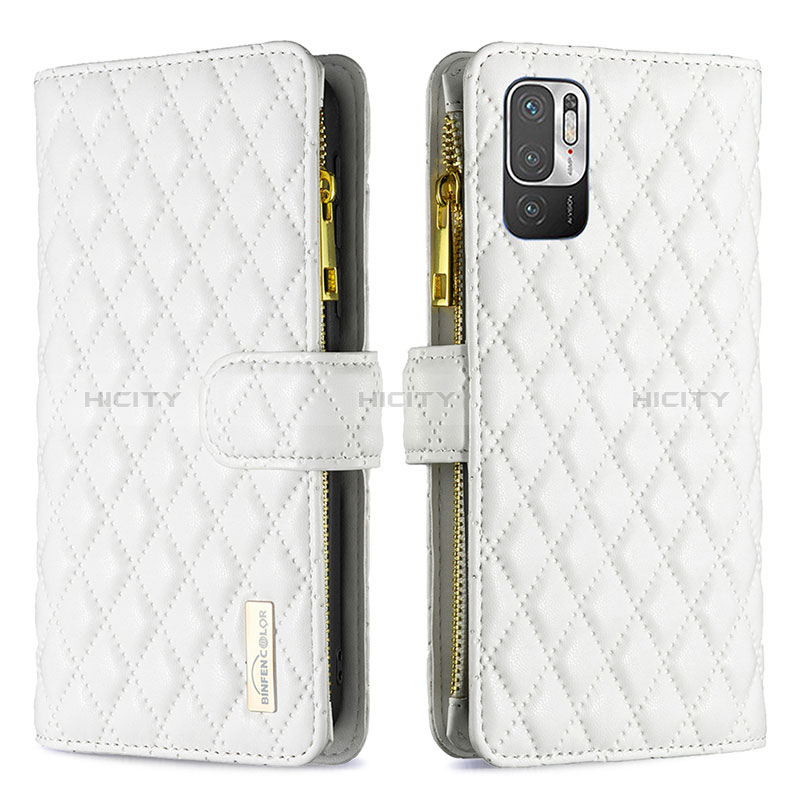 Custodia Portafoglio In Pelle Cover con Supporto B12F per Xiaomi Redmi Note 10T 5G Bianco