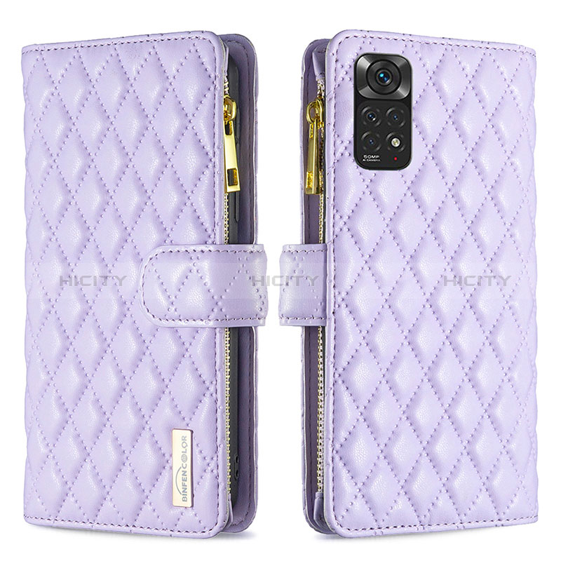 Custodia Portafoglio In Pelle Cover con Supporto B12F per Xiaomi Redmi Note 11 4G (2022) Viola