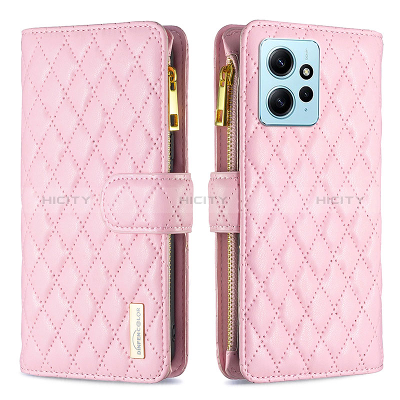 Custodia Portafoglio In Pelle Cover con Supporto B12F per Xiaomi Redmi Note 12 4G Oro Rosa