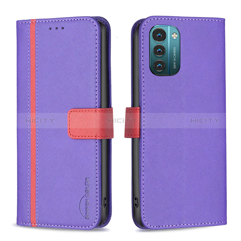 Custodia Portafoglio In Pelle Cover con Supporto B13F per Nokia G21 Viola