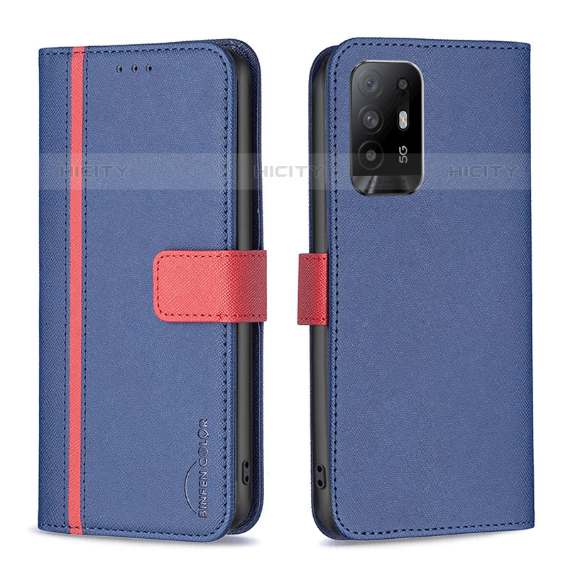 Custodia Portafoglio In Pelle Cover con Supporto B13F per Oppo A94 5G Blu