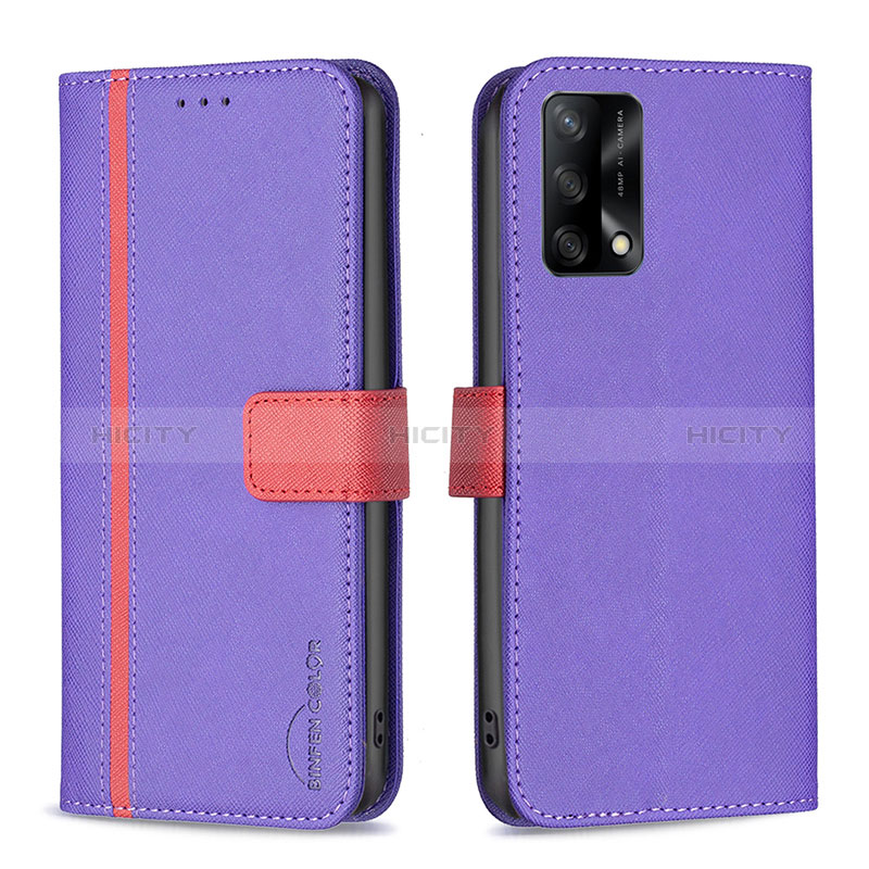 Custodia Portafoglio In Pelle Cover con Supporto B13F per Oppo A95 4G Viola