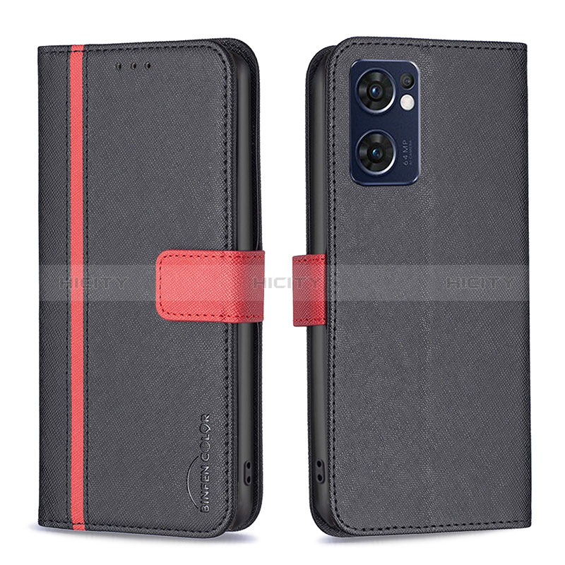 Custodia Portafoglio In Pelle Cover con Supporto B13F per Oppo Find X5 Lite 5G Nero