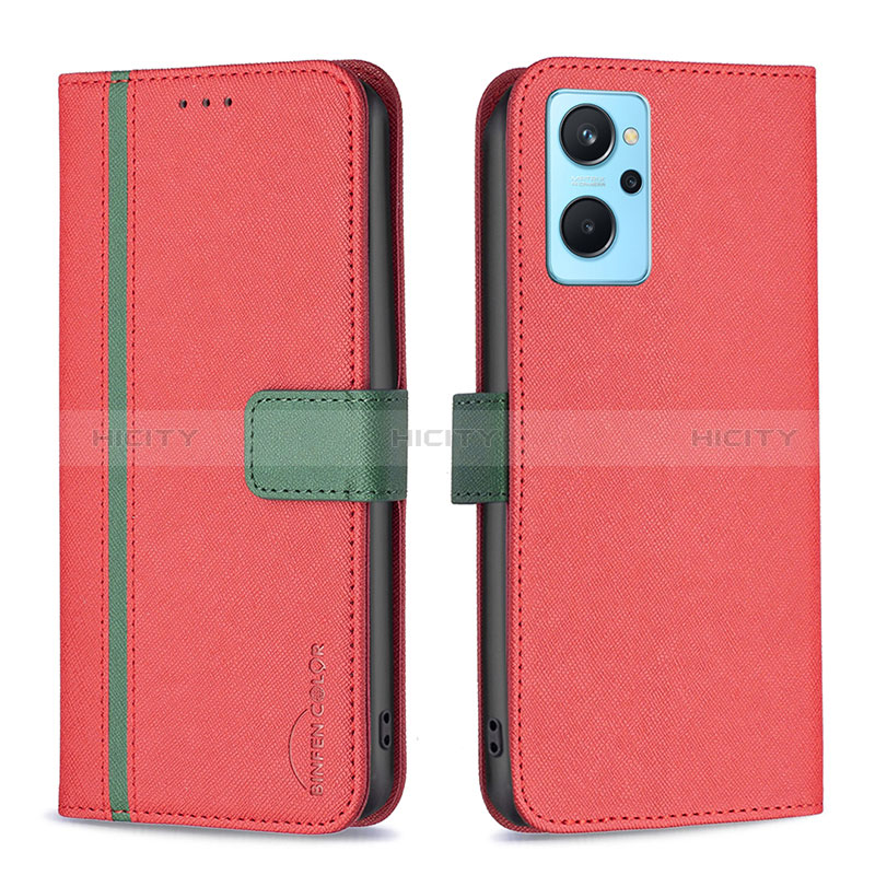 Custodia Portafoglio In Pelle Cover con Supporto B13F per Oppo K10 4G Rosso