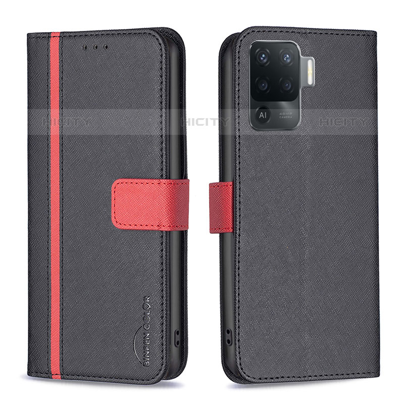 Custodia Portafoglio In Pelle Cover con Supporto B13F per Oppo Reno5 Lite Nero