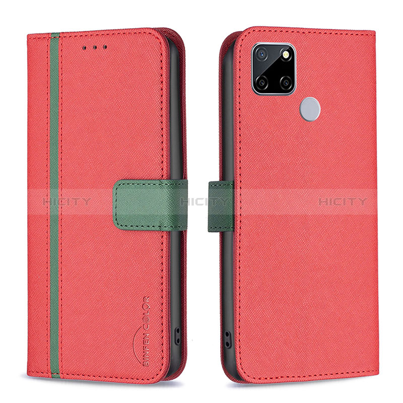 Custodia Portafoglio In Pelle Cover con Supporto B13F per Realme 7i RMX2193 Rosso