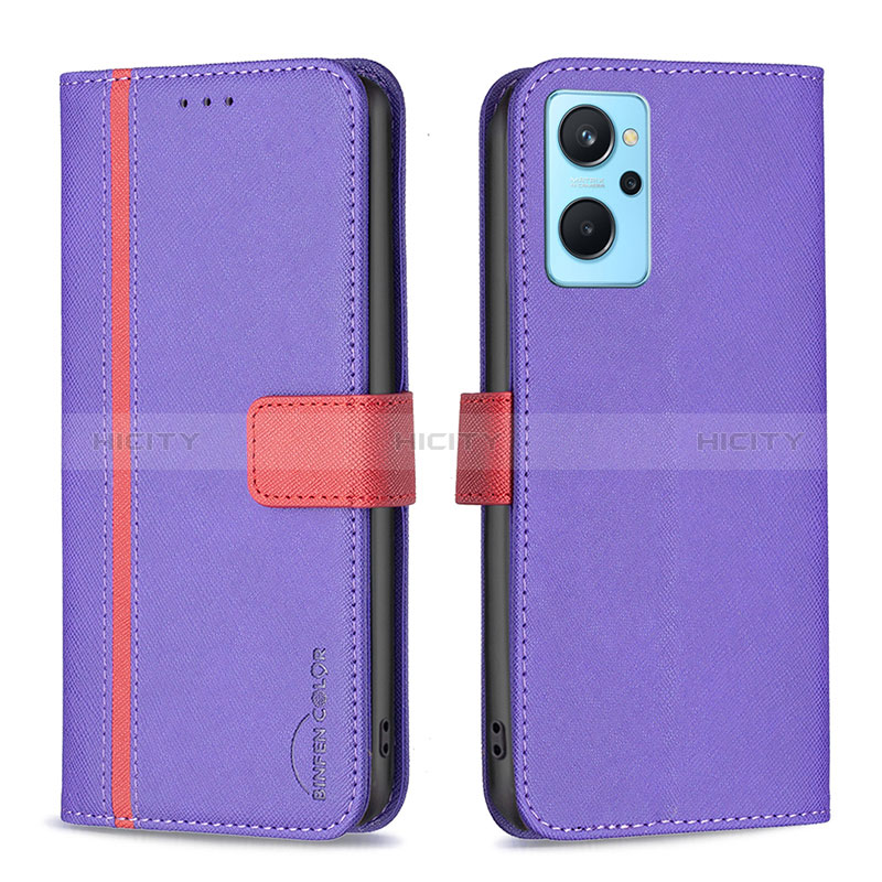 Custodia Portafoglio In Pelle Cover con Supporto B13F per Realme 9i 4G Viola