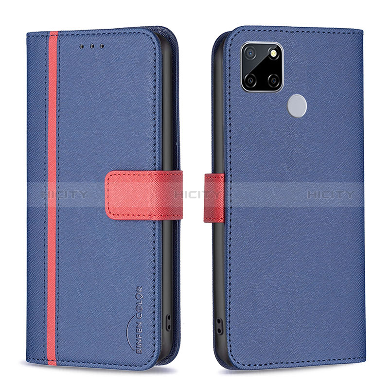 Custodia Portafoglio In Pelle Cover con Supporto B13F per Realme C12 Blu