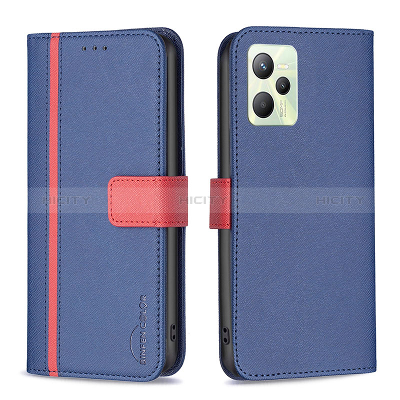 Custodia Portafoglio In Pelle Cover con Supporto B13F per Realme C35 Blu