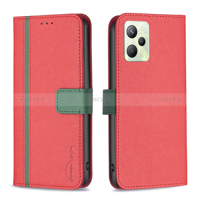 Custodia Portafoglio In Pelle Cover con Supporto B13F per Realme Narzo 50A Prime Rosso