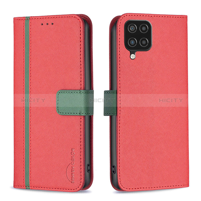 Custodia Portafoglio In Pelle Cover con Supporto B13F per Samsung Galaxy A12 Rosso