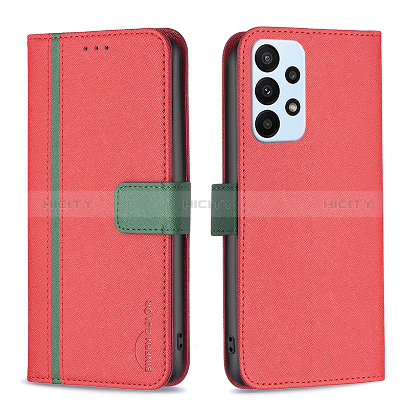 Custodia Portafoglio In Pelle Cover con Supporto B13F per Samsung Galaxy A23 5G Rosso