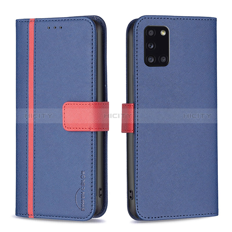 Custodia Portafoglio In Pelle Cover con Supporto B13F per Samsung Galaxy A31 Blu