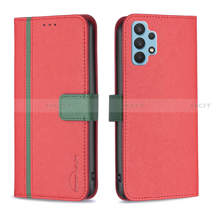 Custodia Portafoglio In Pelle Cover con Supporto B13F per Samsung Galaxy A32 4G Rosso