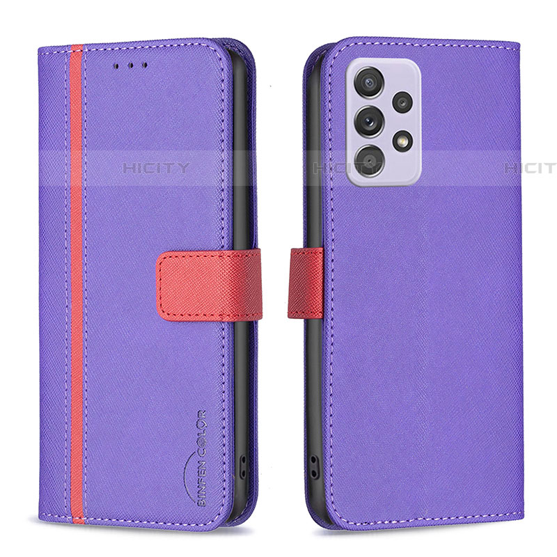 Custodia Portafoglio In Pelle Cover con Supporto B13F per Samsung Galaxy A52 4G Viola