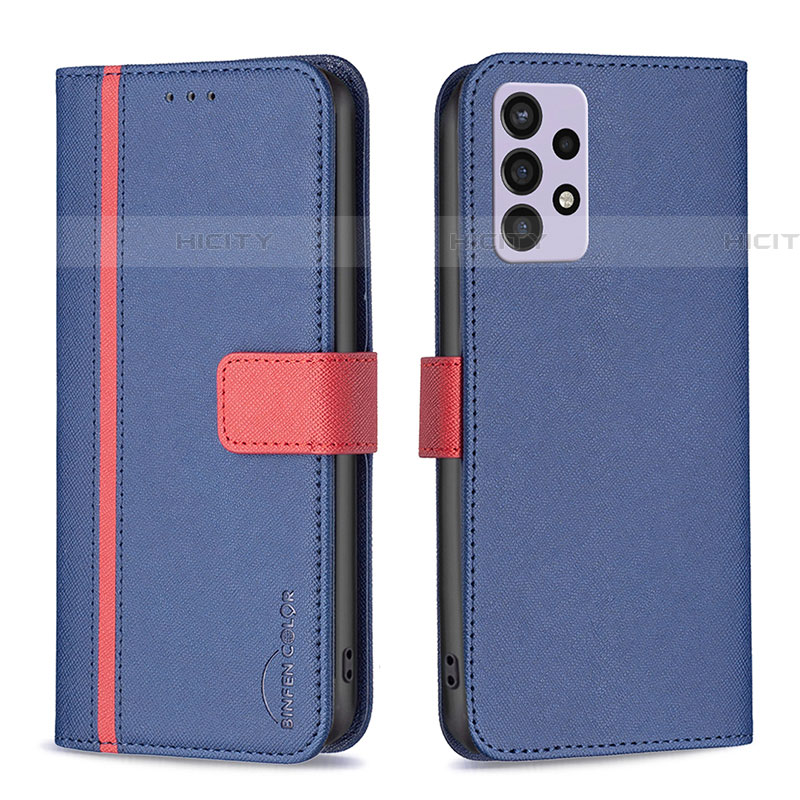 Custodia Portafoglio In Pelle Cover con Supporto B13F per Samsung Galaxy A72 4G Blu