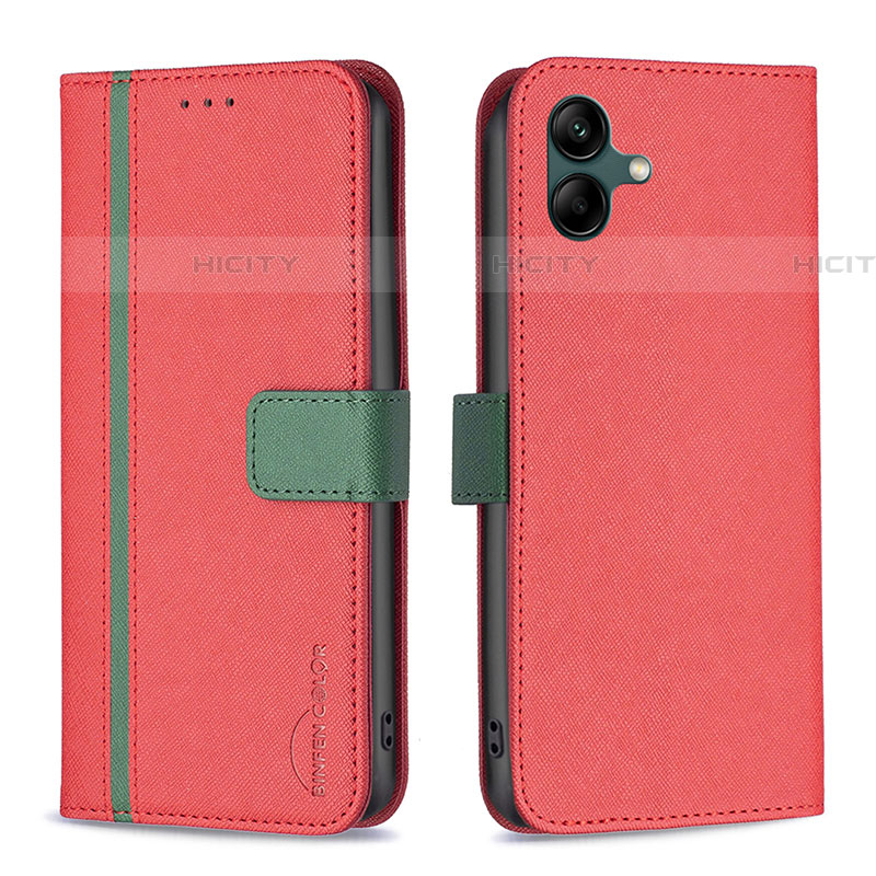 Custodia Portafoglio In Pelle Cover con Supporto B13F per Samsung Galaxy F04 Rosso