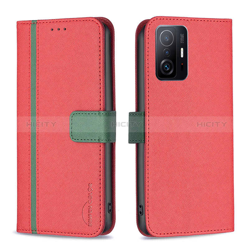 Custodia Portafoglio In Pelle Cover con Supporto B13F per Xiaomi Mi 11T Pro 5G Rosso