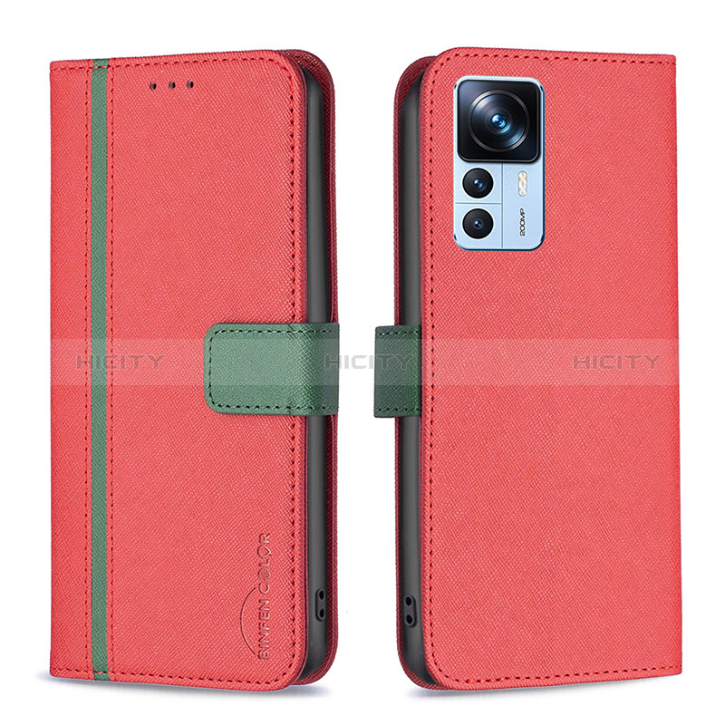 Custodia Portafoglio In Pelle Cover con Supporto B13F per Xiaomi Mi 12T Pro 5G Rosso