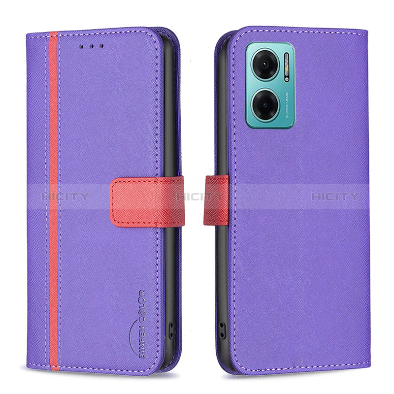 Custodia Portafoglio In Pelle Cover con Supporto B13F per Xiaomi Redmi 10 Prime Plus 5G Viola